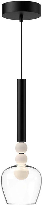 Kuzco PD30501-BK/CL Rise Modern Black/Clear Glass LED Mini Drop Ceiling Lighting