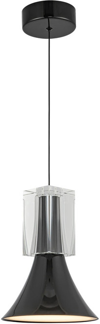 Kuzco PD94108-GBK/CC-UNV Floe Modern Glossy Black / Clear Crystal LED Mini Hanging Pendant Light
