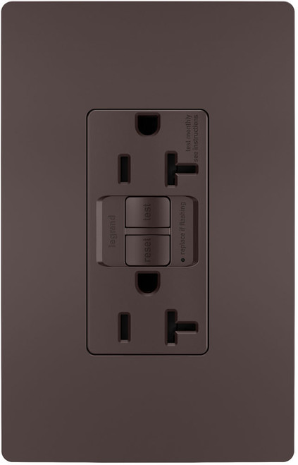 Legrand Radiant 2097TRDBCC4 Modern Dark Bronze Spec Grade 20A Tamper Resistant Self Test GFCI Receptacle
