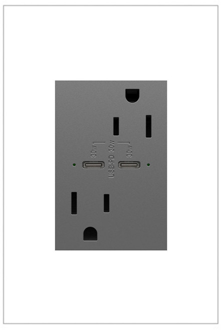 Legrand Adorne ARTRUSB15PD30M4 Magnesium USB Type C/C Outlet