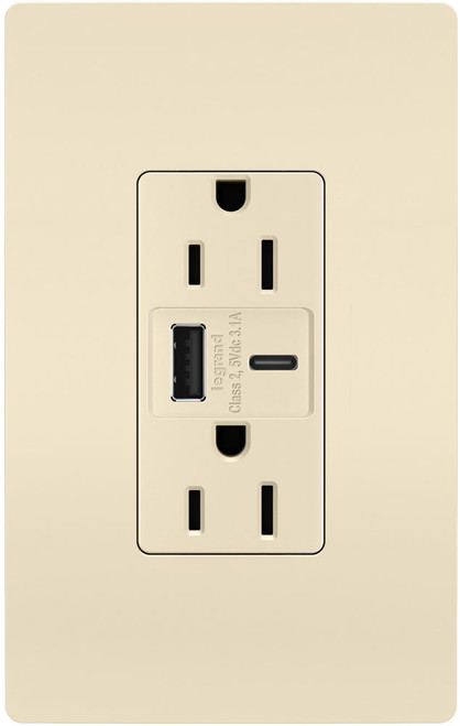 Legrand Radiant R26USBACLA Modern Light Almond 15A Tamper-Resistant USB Type A/C Outlet