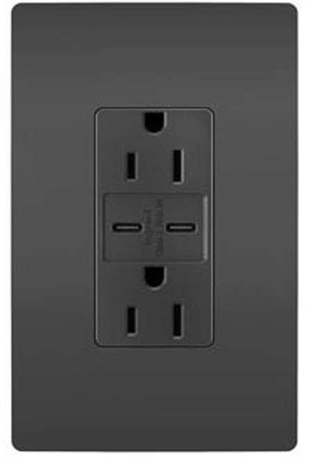 Legrand Radiant R26USBCC6BK Contemporary Black 15A Tamper-Resistant Ultra-Fast USB Type C/C Outlet