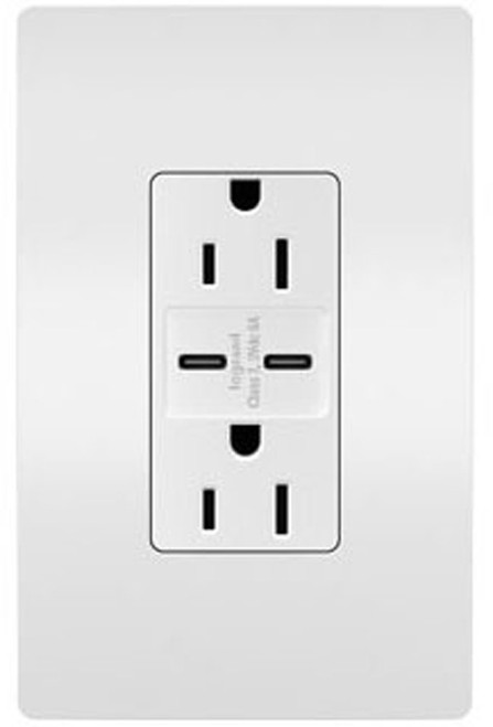 Legrand Radiant R26USBCC6W Modern White 15A Tamper-Resistant Ultra-Fast USB Type C/C Outlet