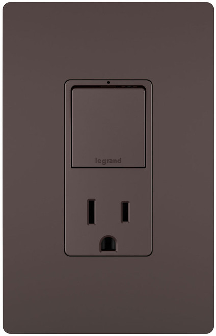 Legrand Radiant RCD38TRDBCC6 Modern Dark Bronze Single Pole/3-Way Switch with 15A Tamper-Resistant Outlet