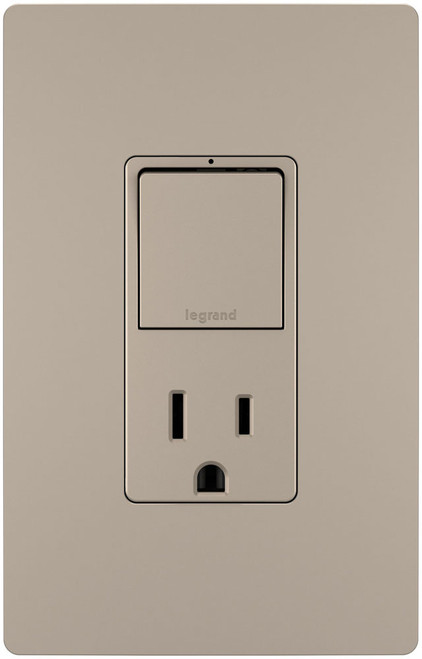 Legrand Radiant RCD38TRNICC6 Modern Nickel Single Pole/3-Way Switch with 15A Tamper-Resistant Outlet