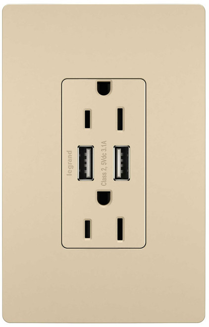 Legrand Radiant TM826USBI Modern Ivory 15A Tamper-Resistant USB Outlet