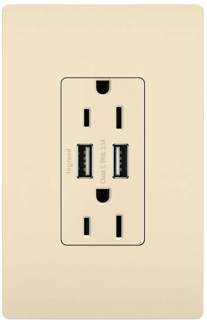 Legrand Radiant TM826USBLA Modern Light Almond 15A Tamper-Resistant USB Outlet