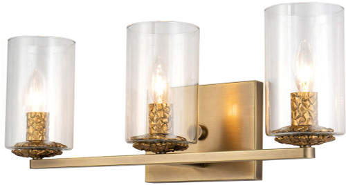 Lucas McKearn BB1003ATB-3 Bolivar Contemporary Antique Brass 3-Light Bathroom Lighting