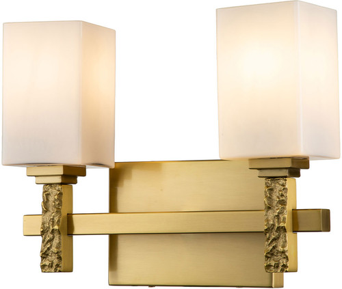 Lucas McKearn BB1101AGB-2 Jack Modern Aged Brass 2-Light Bathroom Lighting Sconce