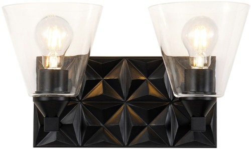 Lucas McKearn BB1302MB-2 Alpha Modern Matte Black 2-Light Vanity Light Fixture