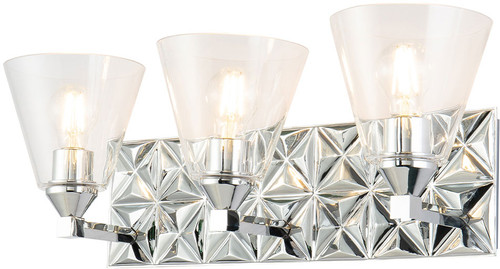 Lucas McKearn BB1302PC-3 Alpha Contemporary Polished Chrome 3-Light Bath Sconce