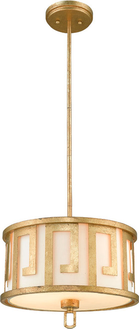 Lucas McKearn GN/LEMURIA/P/M Lemuria Traditional Distressed Gold 15" Drum Pendant Lamp