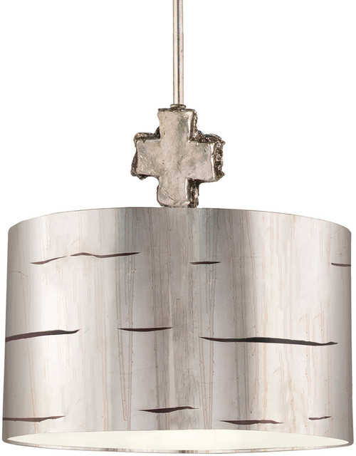 Lucas McKearn PD1052 Fragment Modern Silver Leaf and Glaze Drum Ceiling Pendant Light