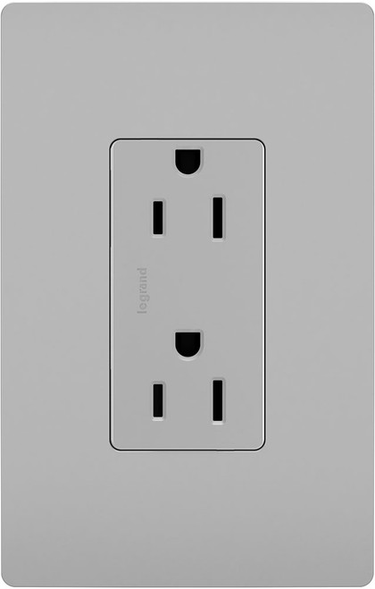 Legrand Radiant 885TRGRY Contemporary Gray 15A Decorator Tamper-Resistant Outlet Receptacle