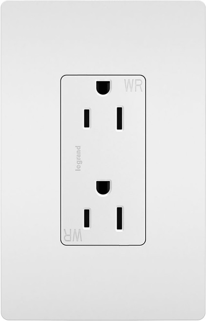 Legrand Radiant 885TRWRW Contemporary White 15A Decorator Tamper-Resistant Weather-Resistant Outlet Receptacle