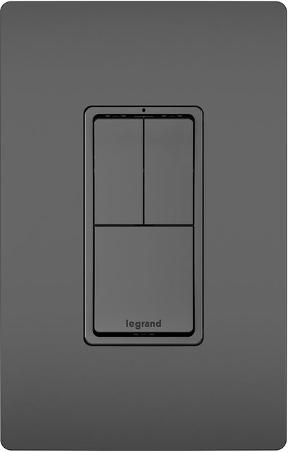 Legrand Radiant RCD113BK Contemporary Black Two Single-Pole Switches & Single Pole 3-Way Switch