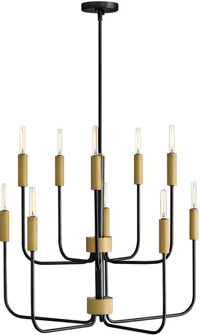 Lark 83636BK-LCB Austen Modern Black / Lacquered Brass LED Chandelier Lamp