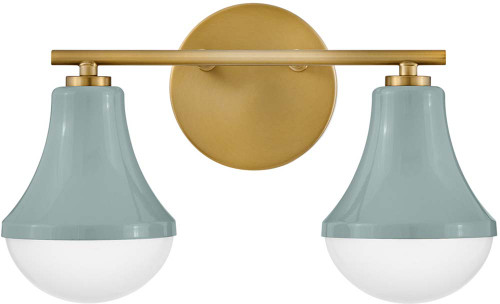 Lark 85512SF Haddie Modern Seafoam and Lacquered Brass LED 2-Light Bathroom Sconce