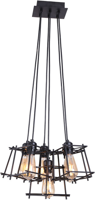Lite Source LS-19535 Kansas Contemporary Matte Black Multi Drop Lighting Fixture