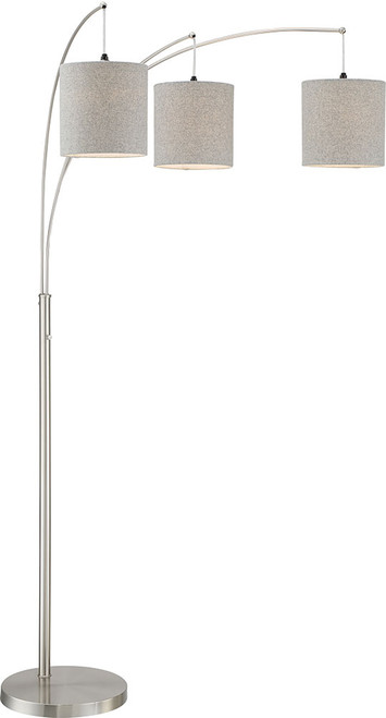 Lite Source LS-83282GREY Norlan Contemporary Brushed Nickel Arc Floor Lamp Lighting