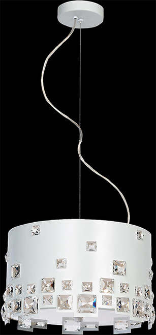Lite Source EL-10134 Isabella White Finish 13.5" Wide Halogen Drum Pendant Lamp