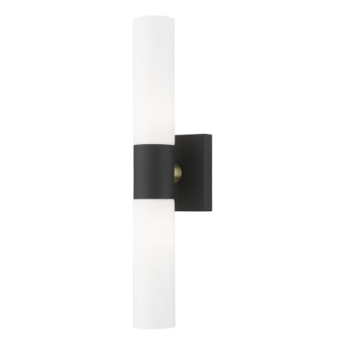 Livex 10102-14 Aero Textured Black with Antique Brass Sconce Lighting