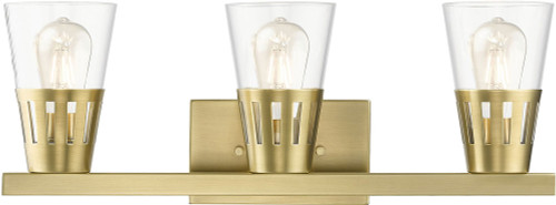Livex 18173-08 Bennington Natural Brass 3-Light Bathroom Sconce Lighting