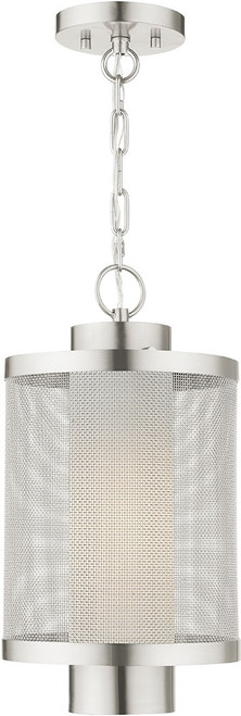 Livex 20687-91 Nottingham Contemporary Brushed Nickel Outdoor Hanging Light Fixture