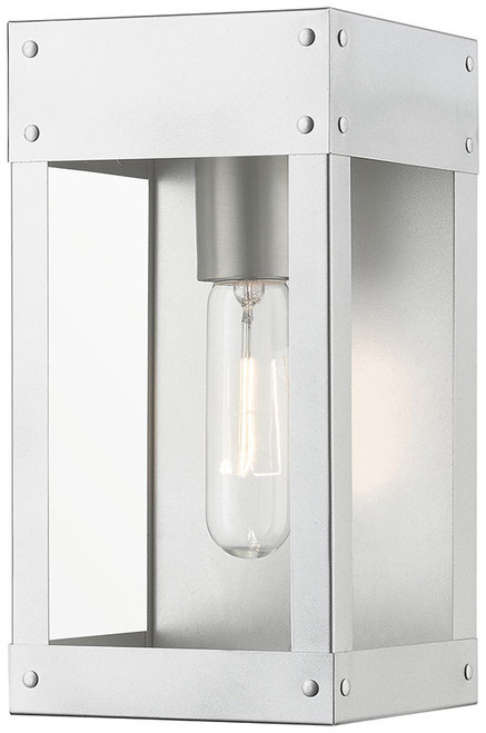 Livex 20871-81 Barrett Contemporary Painted Satin Nickel with Brushed Nickel Candle Exterior Sconce Lighting