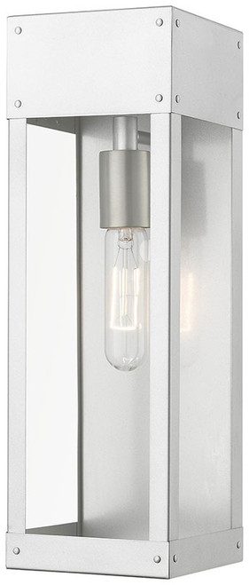 Livex 20873-81 Barrett Modern Painted Satin Nickel with Brushed Nickel Candle Exterior Wall Lighting
