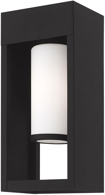Livex 20982-04 Bleecker Contemporary Black Exterior 13.5" Wall Sconce Light