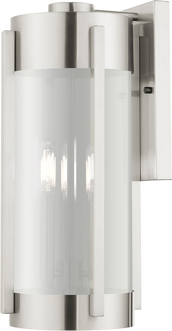 Livex 22383-91 Sheridan Contemporary Brushed Nickel Exterior Wall Light Sconce