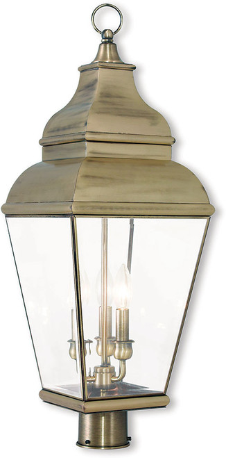 Livex 2594-01 Exeter Antique Brass Lamp Post Light Fixture