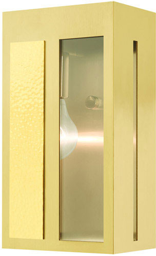 Livex 27412-12 Lafayette Modern Satin Brass Outdoor 11" Wall Sconce Lighting