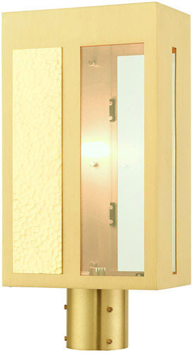 Livex 27416-12 Lafayette Contemporary Satin Brass Outdoor Post Light Fixture