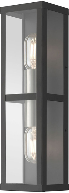 Livex 28033-04 Gaffney Black with Brushed Nickel Outdoor Wall Sconce