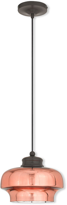 Livex 40631-92 Art Glass Modern English Bronze Mini Drop Ceiling Lighting