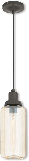 Livex 40634-92 Art Glass Modern English Bronze Mini Ceiling Pendant Light