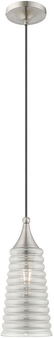 Livex 40647-91 Art Glass Contemporary Brushed Nickel Mini Hanging Pendant Lighting
