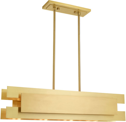 Livex 40694-12 Varick Contemporary Satin Brass 36" Kitchen Island Light