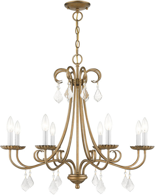 Livex 40878-48 Daphne Antique Gold Leaf Chandelier Light