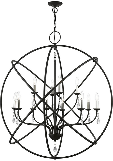 Livex 40909-04 Aria Modern Black with Brushed Nickel Candles 40" Ceiling Light Pendant