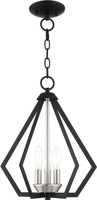 Livex 40923-04 Prism Contemporary Black with Brushed Nickel Cluster Foyer Light Fixture