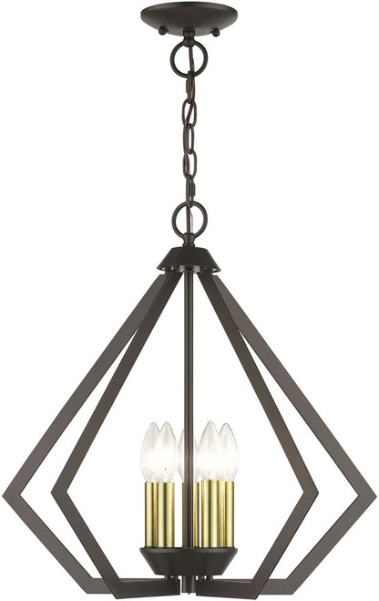 Livex 40925-92 Prism Contemporary English Bronze with Antique Brass 20" Drop Ceiling Lighting