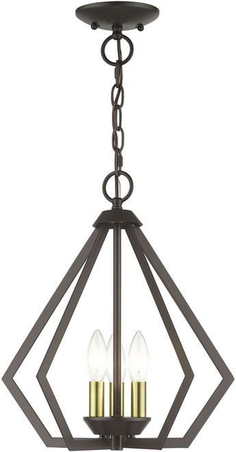 Livex 40923-92 Prism Contemporary English Bronze with Antique Brass 14" Hanging Pendant Lighting