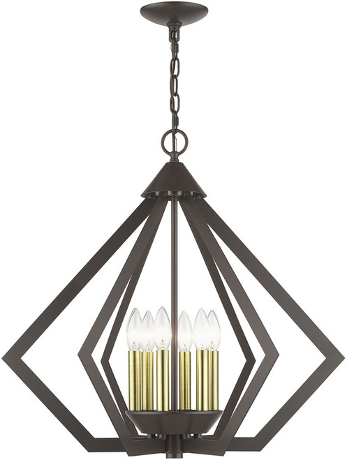 Livex 40926-92 Prism Contemporary English Bronze with Antique Brass 26" Hanging Pendant Lighting