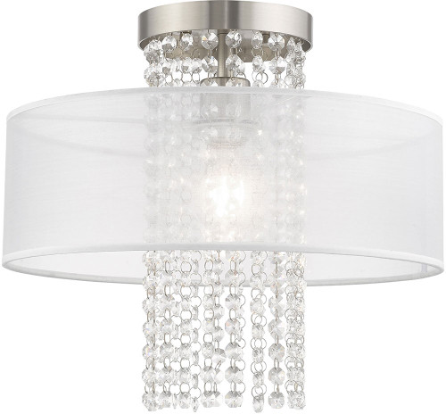 Livex 41126-91 Bella Vista Brushed Nickel 15" Flush Mount Light Fixture