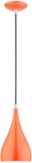 Livex 41171-77 Amador Contemporary Shiny Orange with Polished Chrome Mini Hanging Light Fixture