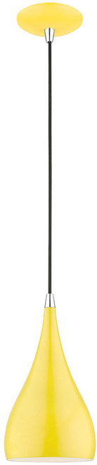 Livex 41171-82 Amador Contemporary Shiny Yellow with Polished Chrome Mini Drop Ceiling Light Fixture