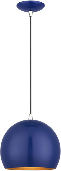 Livex 41181-37 Piedmont Contemporary Shiny Cobalt Blue with Polished Chrome Mini Drop Ceiling Lighting